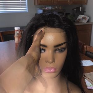 24inch straight human hair wig frontal closure